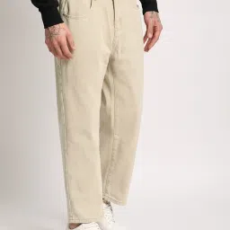 The Bear House Beige Cotton Straight Fit Texture Jeans image 4