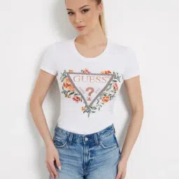 Guess White Print Short sleeve T-Shirt-image-76