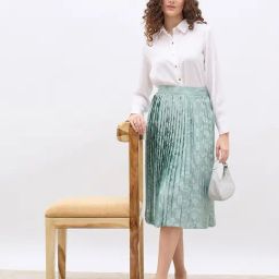 Styli Green Regular Fit Self Design Skirt-picture-46
