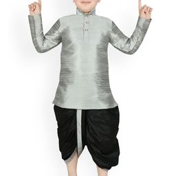 SG YUVRAJ Boys Silver-Toned & Black Solid Kurta with Dhoti Pants-picture-48