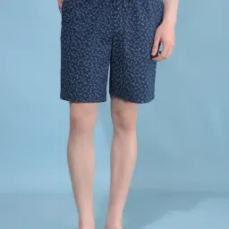 Crimsoune Club Navy Blue Cotton Regular Fit Printed Lounge Shorts-image-58