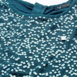 Allen Solly Girls Blue Cotton Embellished Dress image 4