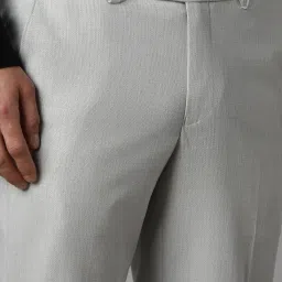 Louis Philippe Grey Slim Fit Self Pattern Trousers image 4