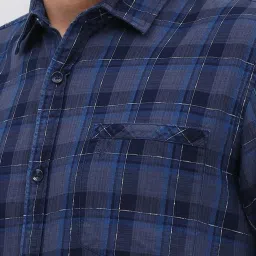 Allen Solly Navy Cotton Regular Fit Checks Shirt image 4