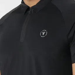 Van Heusen Black Regular Fit Printed Polo T-Shirt image 4