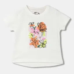 Blue Giraffe Kids White Cotton T-shirt-image-99