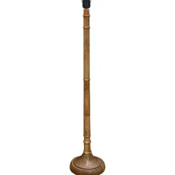 Homesake Rustic Wood Floor Lamp with Yellow Shade & Dome Base for Living Room & Bedroom image 4