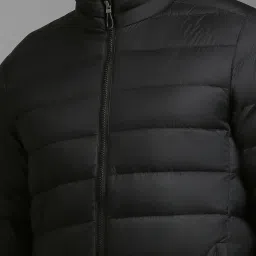 Louis Philippe Black Regular Fit Quilted Jacket image 4