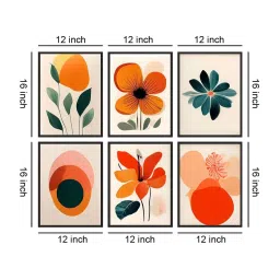 999Store Multicolor Canvas Bold And Beautiful Floral Painting - Set of 6 image 4