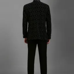 Louis Philippe Black Regular Fit Embroidered Two Piece Suit image 2