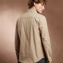 Campus Sutra Sand Beige Grid-Utility Shirt image 2