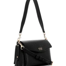 Guess Black Brenton Textured Shoulder Bag image 4