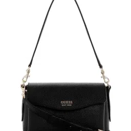 Guess Black Brenton Textured Shoulder Bag-image-37