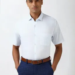 Peter England Blue Cotton Regular Fit Shirt-picture-34