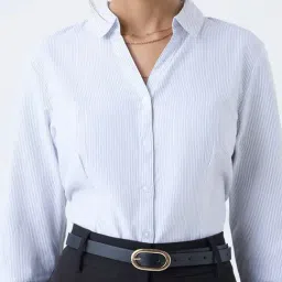 Wardrobe by Westside White Striped Shirt image 4