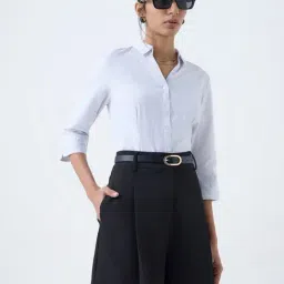 Wardrobe by Westside White Striped Shirt-image-2
