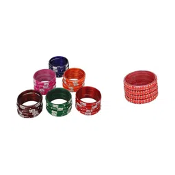 SOMIL Set Of 28 Artificial Stones Studded Ethnic Bangles-image-87