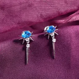 Clara 925 Silver Rhodium-Plated Swiss Zirconia Dolores Dangler Earrings-image-8