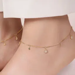 Zavya Starry Night 925 Sterling Silver Gold-Plated Star Pattern Anklets-image-89