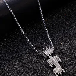 French Accent Men Silver-Plated Alphabet-J Pendants with Chains-picture-22