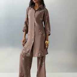 Utsa by Westside Brown Floral Printed A-Line Kurta-image-21