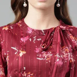 Latin Quarters Maroon Printed A Line Dress image 5