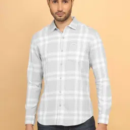 Wrangler Light Grey Regular Fit Check Cotton Shirt-image-31