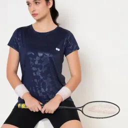 Clovia Blue Self Pattern Sports T-Shirt-picture-24