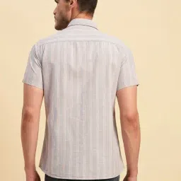 Cantabil Purple Cotton Regular Fit Striped Casual Shirt image 2