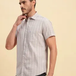 Cantabil Purple Cotton Regular Fit Striped Casual Shirt image 3