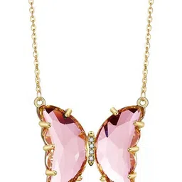 TheVineGirl Single Layered Crystal Studded Butterfly Shaped Minimal Necklace image 2