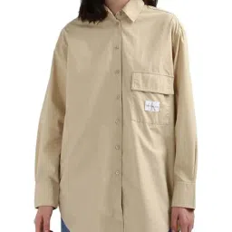 CALVIN KLEIN Pale Khaki Cotton Shirt-picture-17
