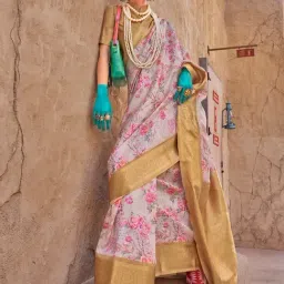 Saree Mall Beige Woven Sarees With Unstitched Blouse-image-36