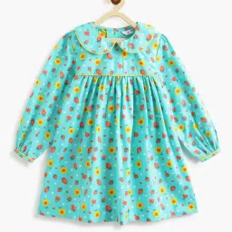 Campana Girls Turquoise Blue Floral Dress-picture-20