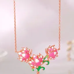 GIVA 925 Silver Rose Gold Bewitching Brahma Kamal Necklace-picture-41