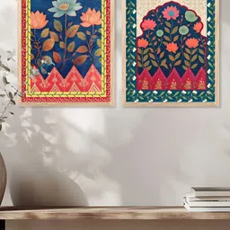 Kotart Brown & Red 2 Piece Wood Abstract Wall Paintings image 2