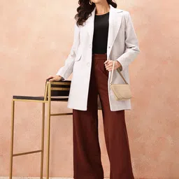 all about you Notched Laped Collar Single-Breasted Flannel Overcoat image 2