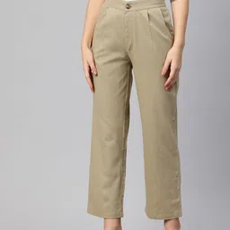 Popnetic High-Rise Pleated Pure Cotton Parallel Trousers-picture-34
