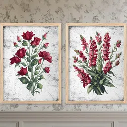 WALLLANE Floral Wall Art Poster With Frame ( 2 Piece) image 3