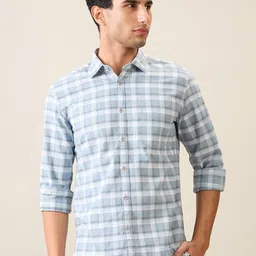 Parx Checked Spread Collar Slim Fit Shirt-image-64