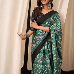 KALINI Ethnic Motifs Pure Cotton Bagru Saree image 4