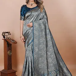 Puretouch Woven Design Zari Banarasi Saree image 4