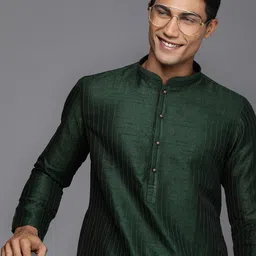 Manyavar Men Green Woven Design Kurta with Churidar-picture-36
