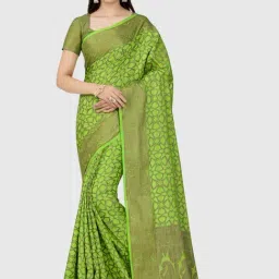 Mimosa Green Woven Patola Saree With Blouse-picture-32
