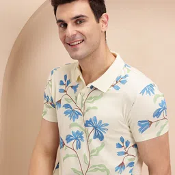 Mast & Harbour Floral Printed Regular Fit Polo Collar T-shirt-picture-56