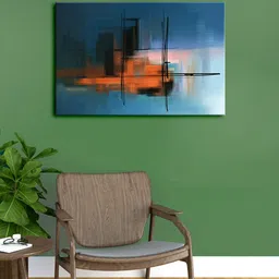 999Store Blue & Orange Abstract Canvas Framed Wall Art-picture-29