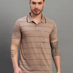SZN Men Striped Polo Collar Moisture Wicking T-shirt image 1