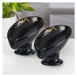 KOOKEE Ceramic Soap Holder Dish, Set of 1 Bathroom Accessories for Home, Black (Set of 2) (11918)-picture-41