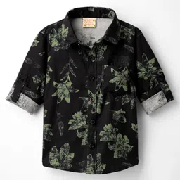 Rikidoos Cotton Full Sleeves Floral Printed Shirt - Black-picture-38