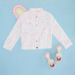 Pantaloons Junior Cotton Full Sleeves Floral Printed Jacket - White-image-47